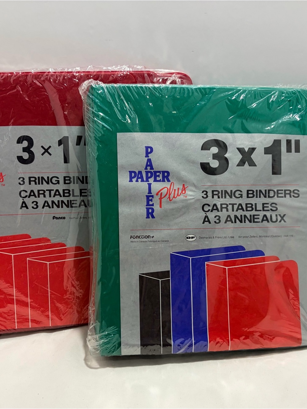 Vintage 3-Ring Binders (Green & Red) - 1" Capacity 2 Packs (6)